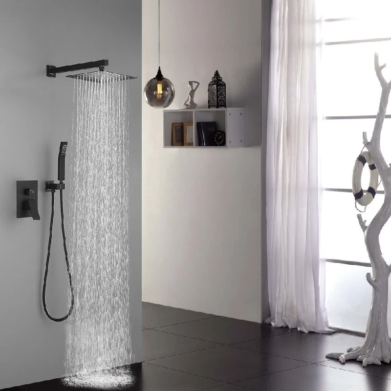 10'' Luxury Wall Mounted Bathroom Shower Head, Rain Mixer Shower Complete Combo Set