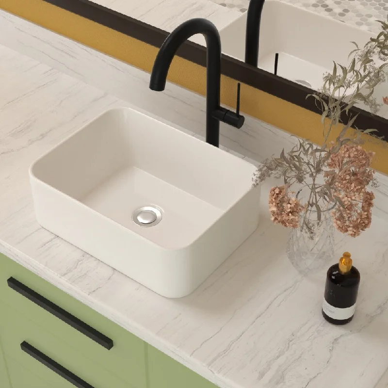 16"×12" White Rectangular Ceramic Vessel Bathroom Sink - 16"×12"×5''