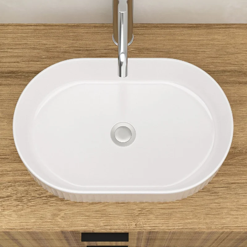 20 inch White Ceramic Oval Vessel Bathroom Sink