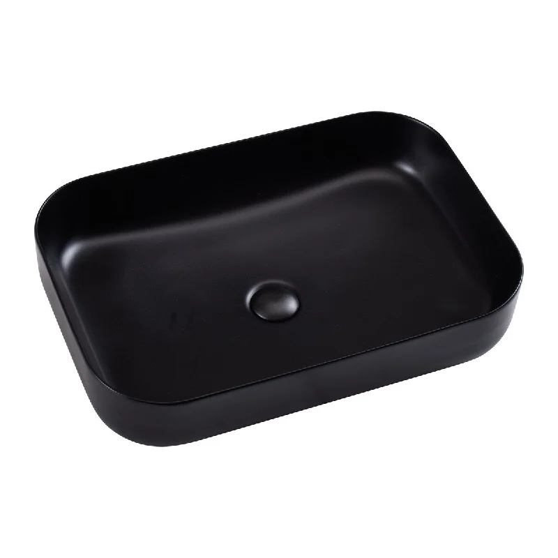 23"x16" Ceramic Rectangular Above Counter Black Bathroom Sinkt, Acid Resistance, Low Water Absorption