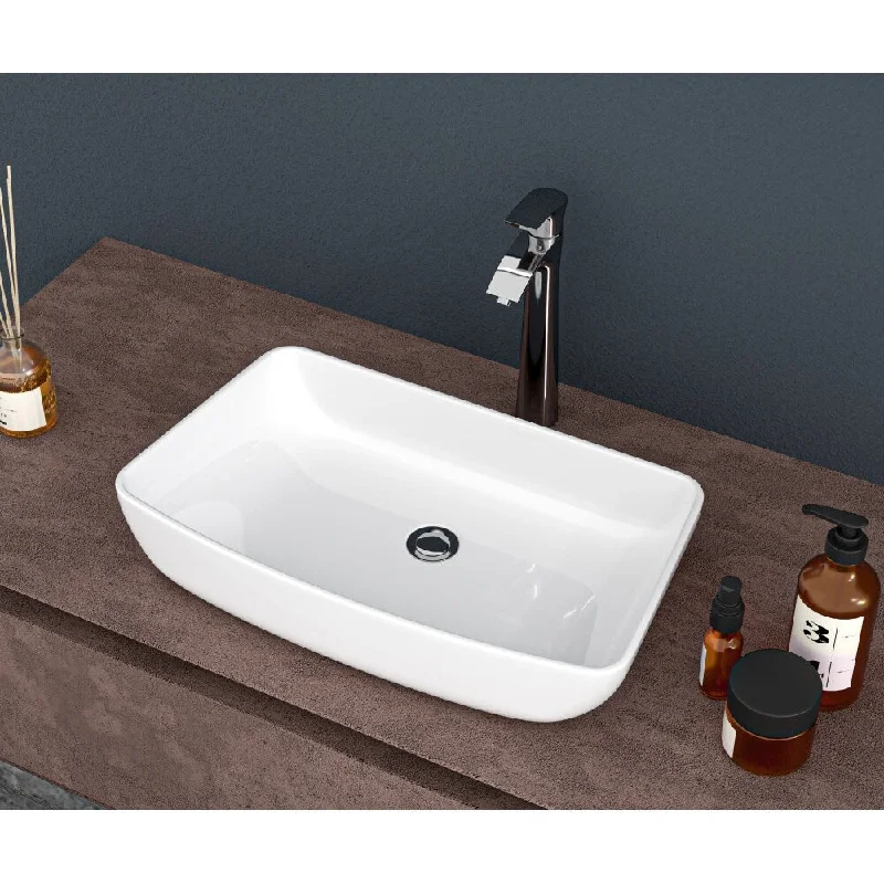 24"×15" White Rectangular Ceramic Vessel Bathroom Sink - 24"×15"×5''