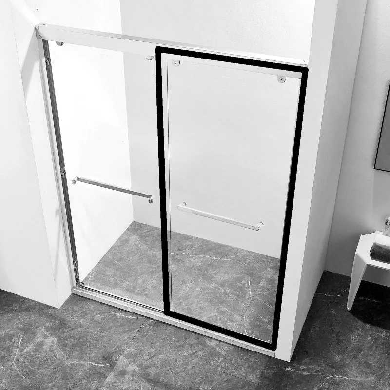 44-48"W x 75"H Aluminium Alloy Frame Double Sliding Shower Door, 5/16 inches (8mm) Thick SGCC Tempered Glass.1 PC Glass ONLY.