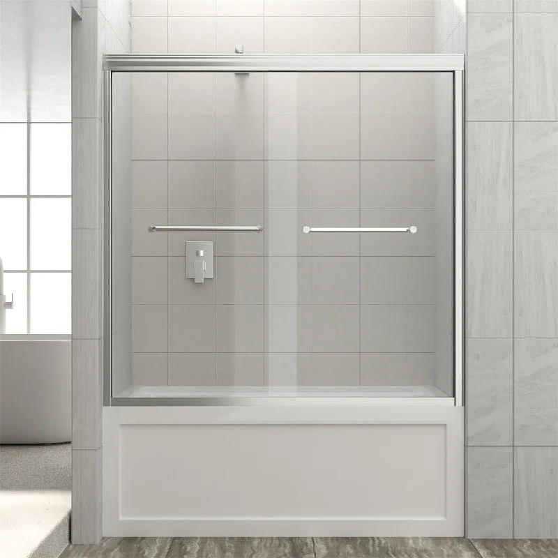 58" W x 60"H Semi-Frameless Bypass Sliding Tub Enclosure Shower Door