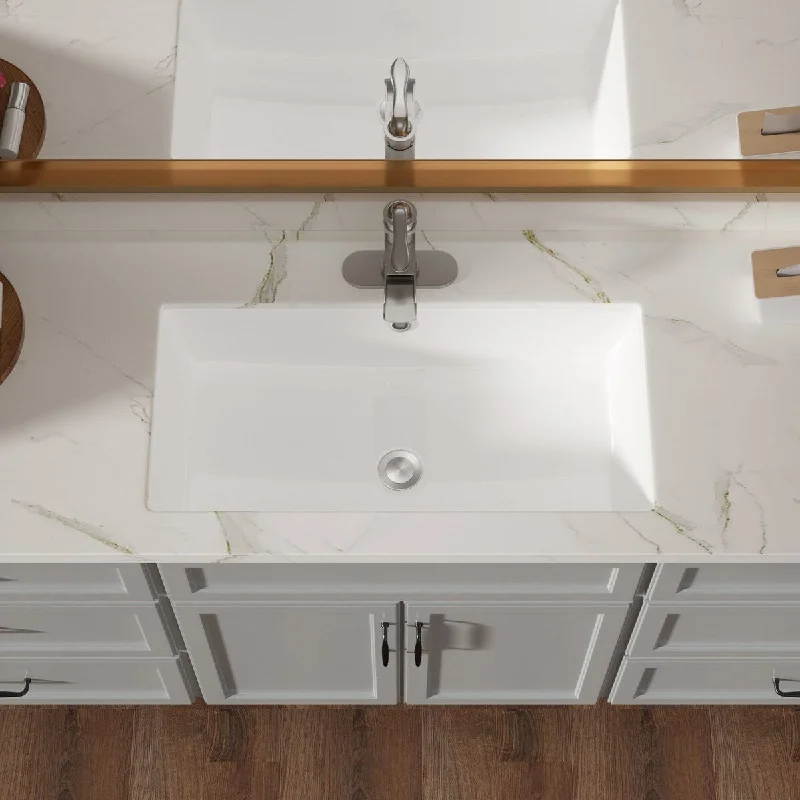 6.25 in. Ceramic Undermount Rectangular Bathroom Sink in White with Overflow - 28'' x 14''