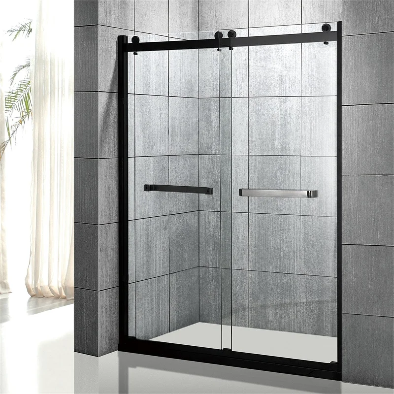 60x76 Inch Frameless Double Sliding Tempered Glass Shower Doors