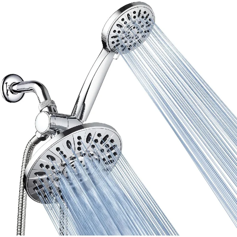 7" Premium High Pressure 3-Way Rainfall Combo Luxury 6-Setting Rain Showerhead and Hand Held Shower Separately or Together