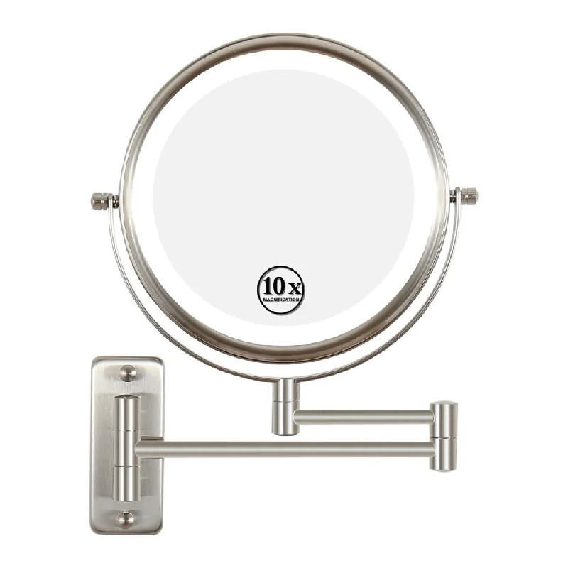 8 Inch Dimmable Wall-Mounted Built-In Battery Magnify Makeup Mirror