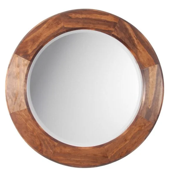 Adonai English Chestnut Pine 26-inch Round Mirror