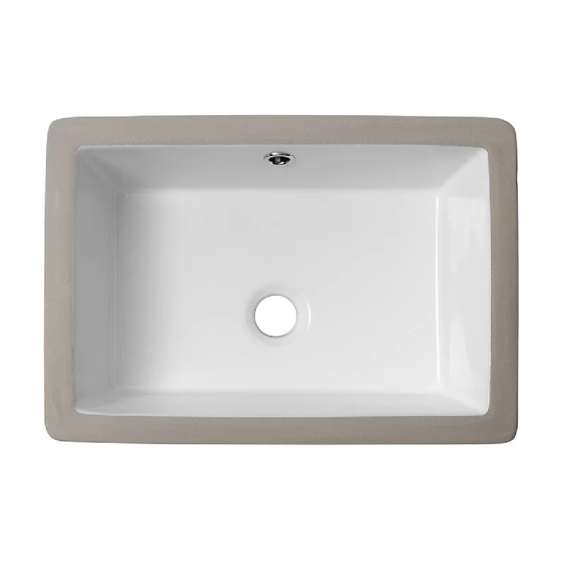 Aurora Decor Single Bowl Rectangle Undermount Bathroom Sink in White - 18 in. Width