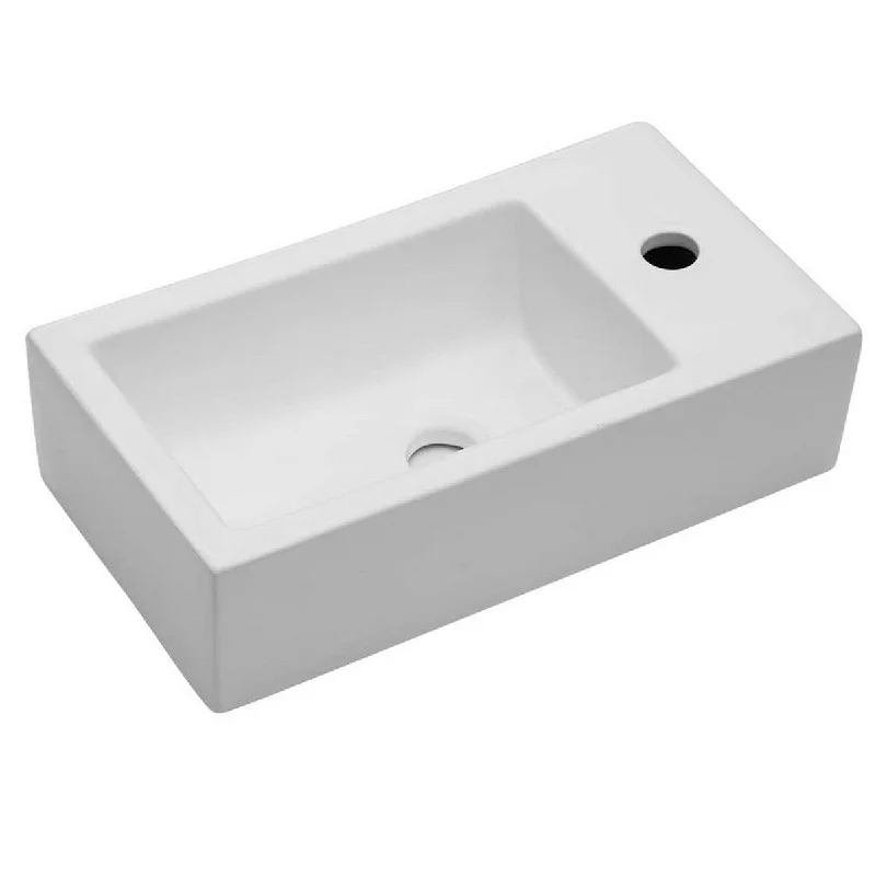 Aurora Decor Single Bowl Rectangle Vessel Bathroom Sink in White - 18 in. Width