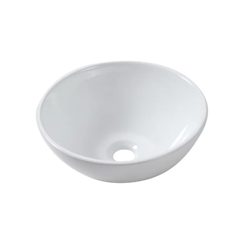 Aurora Decor Single Bowl Round Vessel Bathroom Sink in White - 16 in. Width