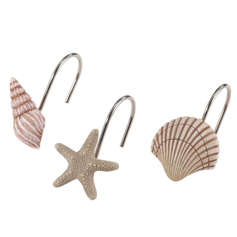 Avanti Macrame Shells Shower Hooks - Ivory