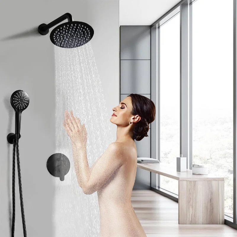 Bathroom Luxury Rain Mixer Shower Combo Set Wall Mounted Rainfall Shower System