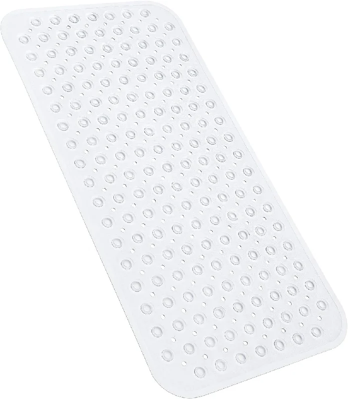 Bathroom Mat Bath Tub Shower Stall Mat with Suction Cups and Drain Holes, 31 x 15.5 Inch (Clear)