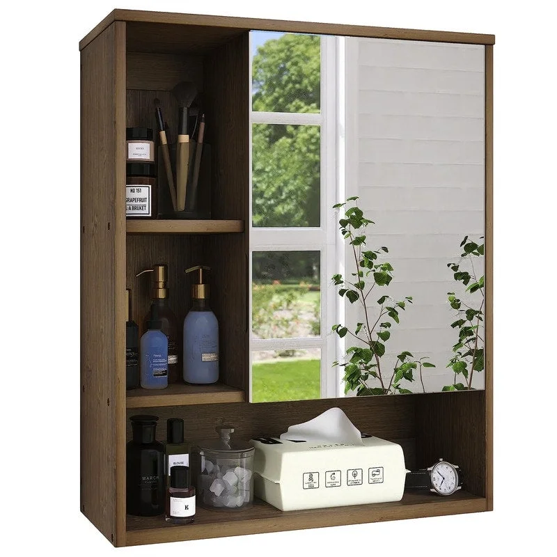 Bathroom Mirror Cabinet Wall Mounted - 6.3"D x 21.8"W x 24.1"H