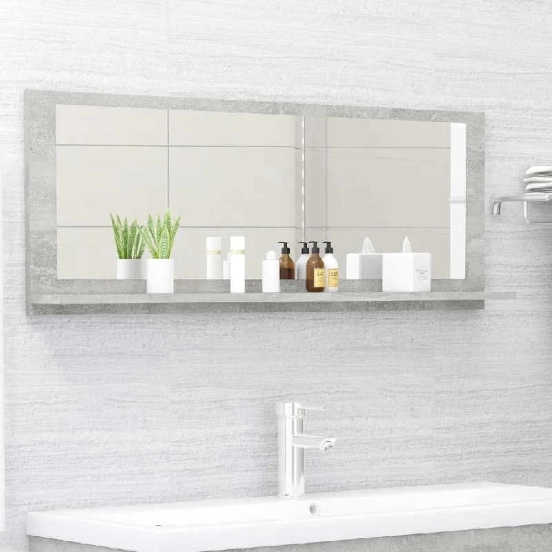 Bathroom Mirror Concrete Gray 39.4"x4.1"x14.6" Chipboard