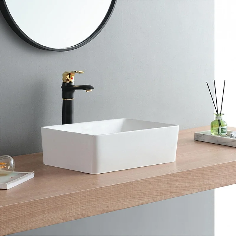 Bathroom Vessels Sink Round Above Counter Circle White Ceramic Countertop Sink