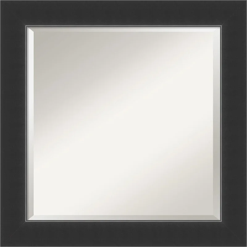 Beveled Wood Wall Mirror - Corvino Black Frame - Outer Size: 25 x 25 in