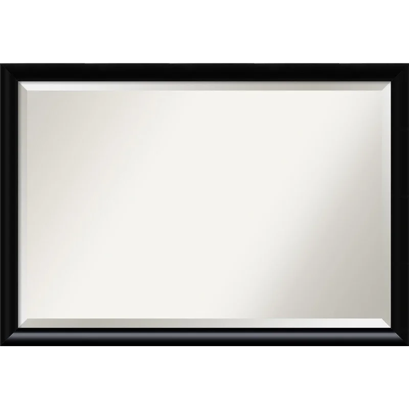 Beveled Wood Wall Mirror - Steinway Black Scoop Frame - Outer Size: 39 x 27 in