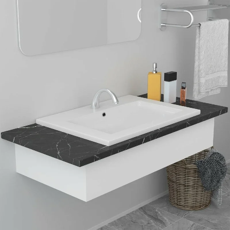 Built-in Basin 24"x15.6"x7.3" Ceramic White Sink Basin Wash Basin