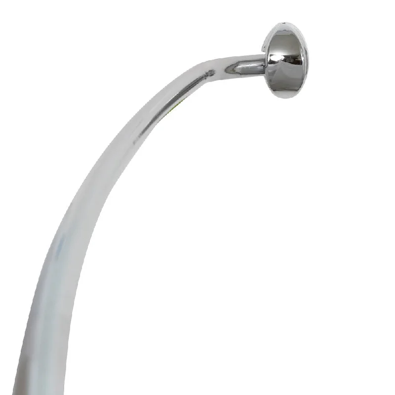 Commercial-Grade Never Rust Aluminum Curved Shower Rod - Polished Chrome - Silver