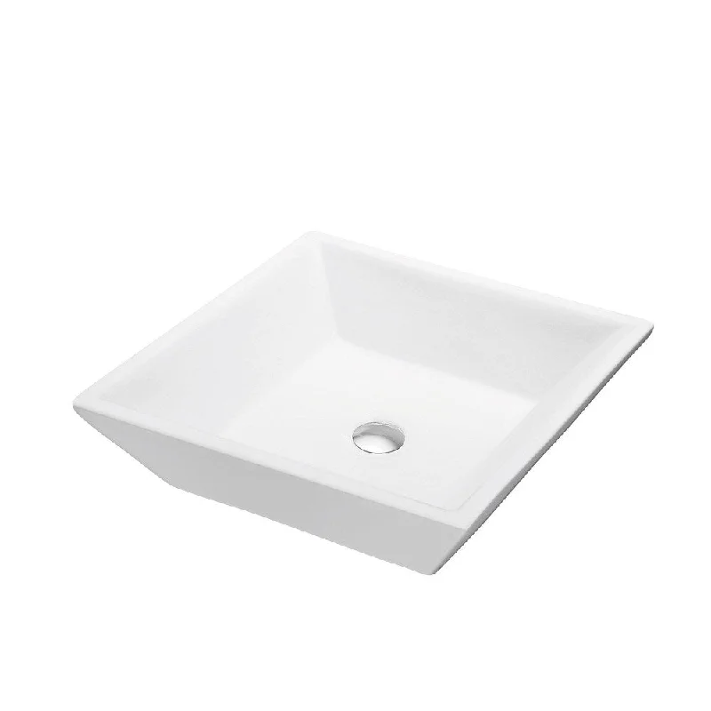 Dawn Art White Ceramic Above-counter Square Vessel Bathroom Sink