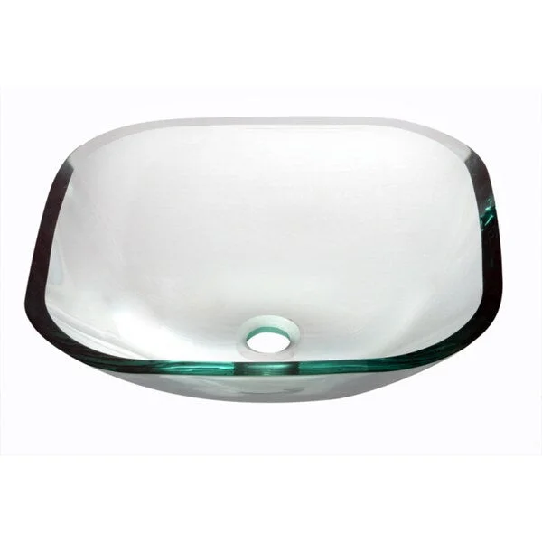 Dawn Tempered Glass Vessel Sink Square Shape Clear Glass