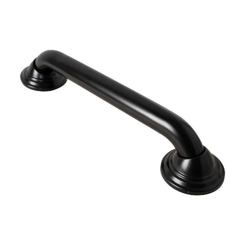 Decorative Shower Grab Bar - 12" Black Bathroom Grab Bars for Seniors - Non-Slip Bathroom and Household Handicap Safety Bar