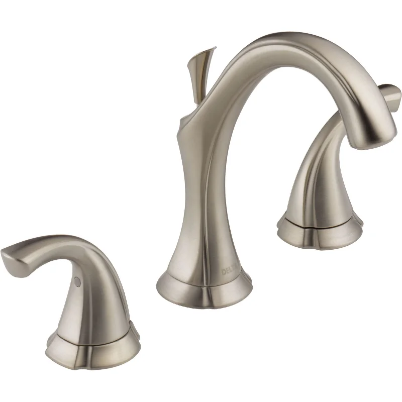 Delta Addison High Arc Stainless Finish Widespread Bathroom Sink Faucet 474203