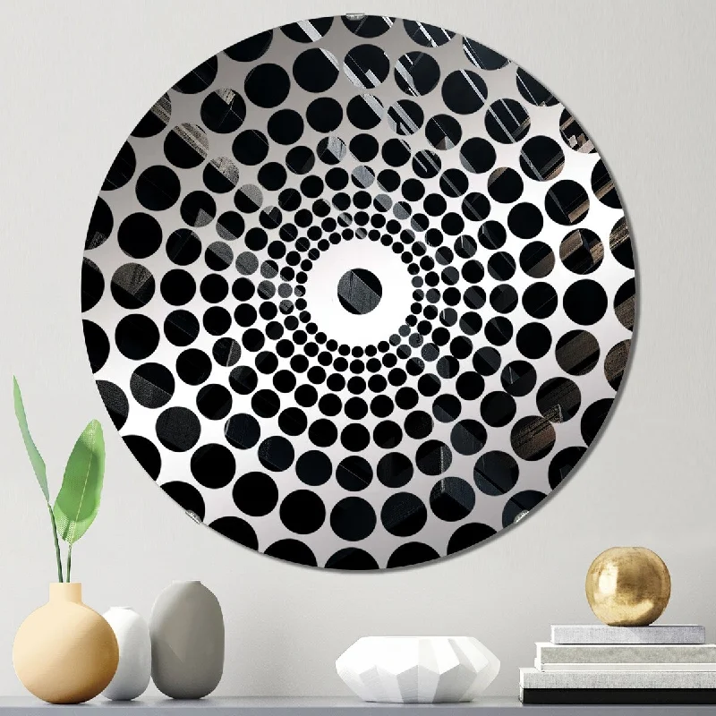 Designart "3D Black Brick Cube Dimensions II" - Modern Abstract Geometric Concentric Circles Decorative Mirror