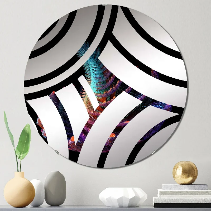 Designart "3D Spiral Rainbow Shapes III" - Modern Abstract Spirals Centre Wave Decorative Mirror