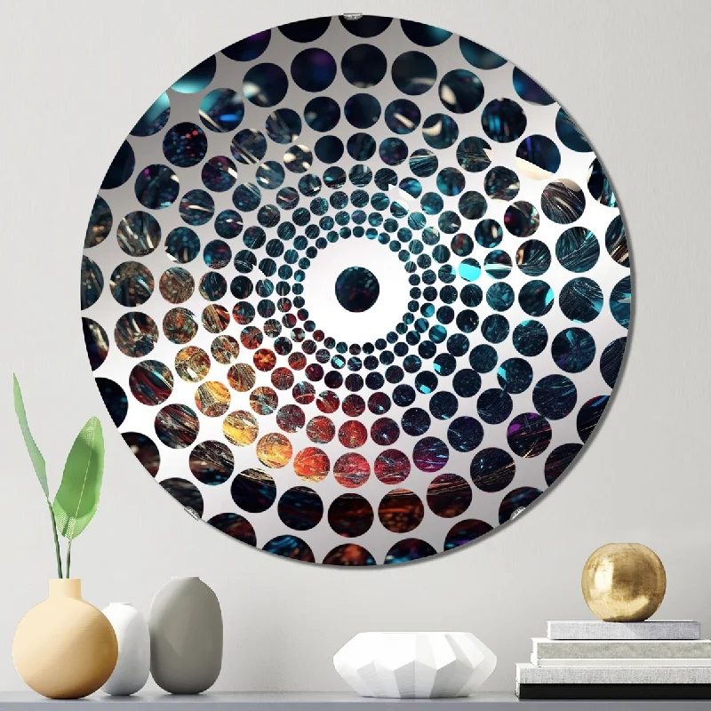 Designart "Abstract Cosmic Crystal In Deep Space III" - Modern Fractals Concentric Circles Decorative Mirror