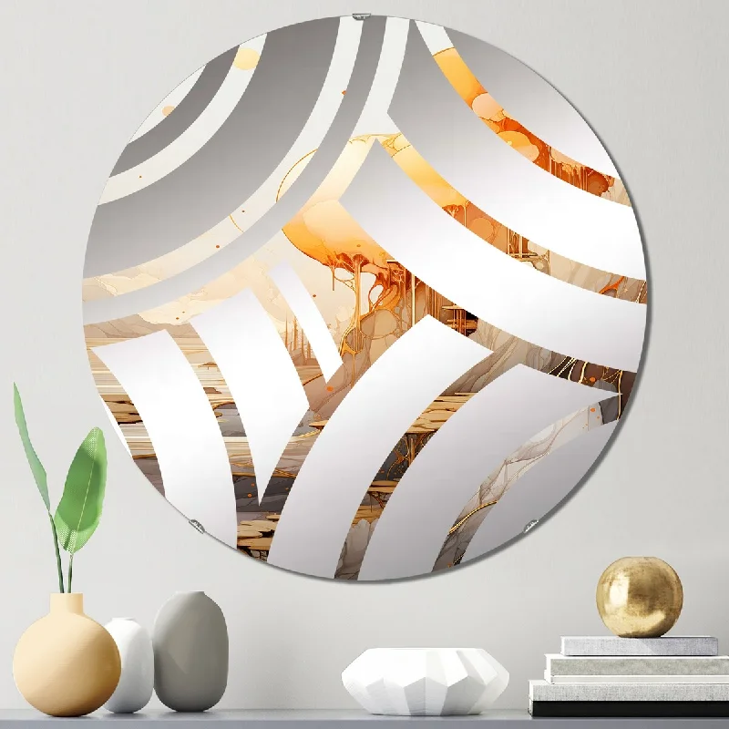 Designart "Abstract Full Moon Moutain Landscape I" - Modern Abstract Landscapes Centre Wave Decorative Mirror