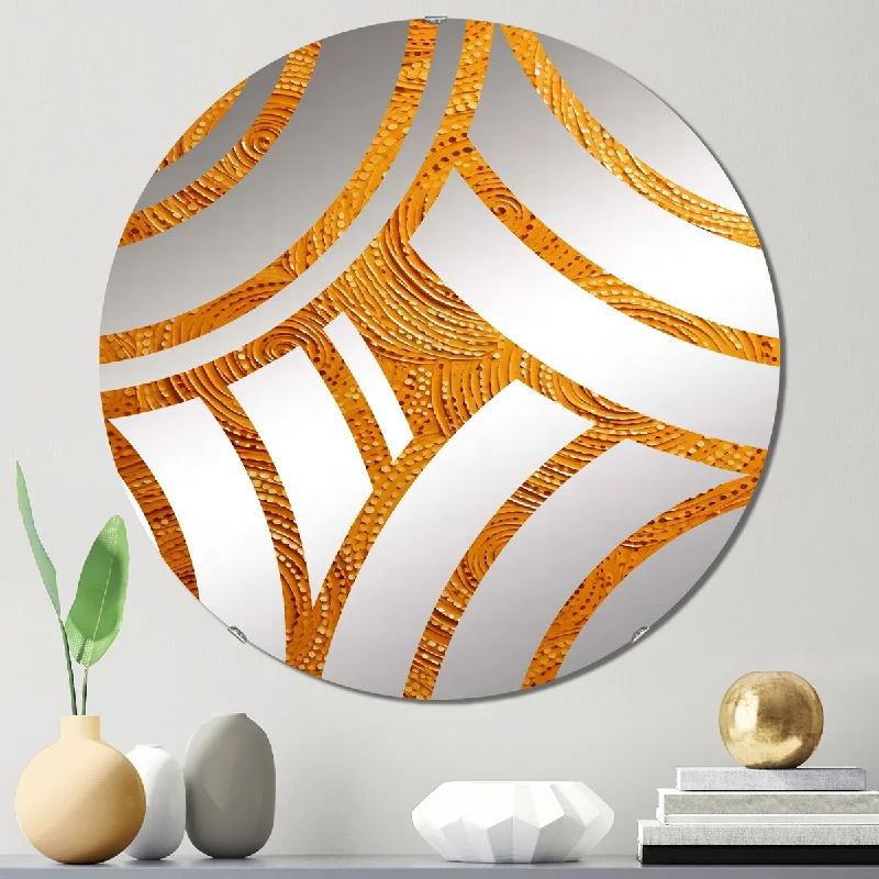 Designart "Abstract orange swirl collages VI" - Modern Abstract Collages Centre Wave Decorative Mirror