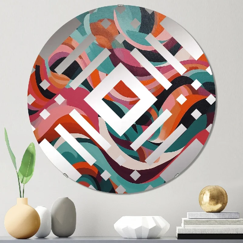 Designart "Abstracted Forms In Balance I" - Modern Abstract Midcentury Diamond Decorative Mirror