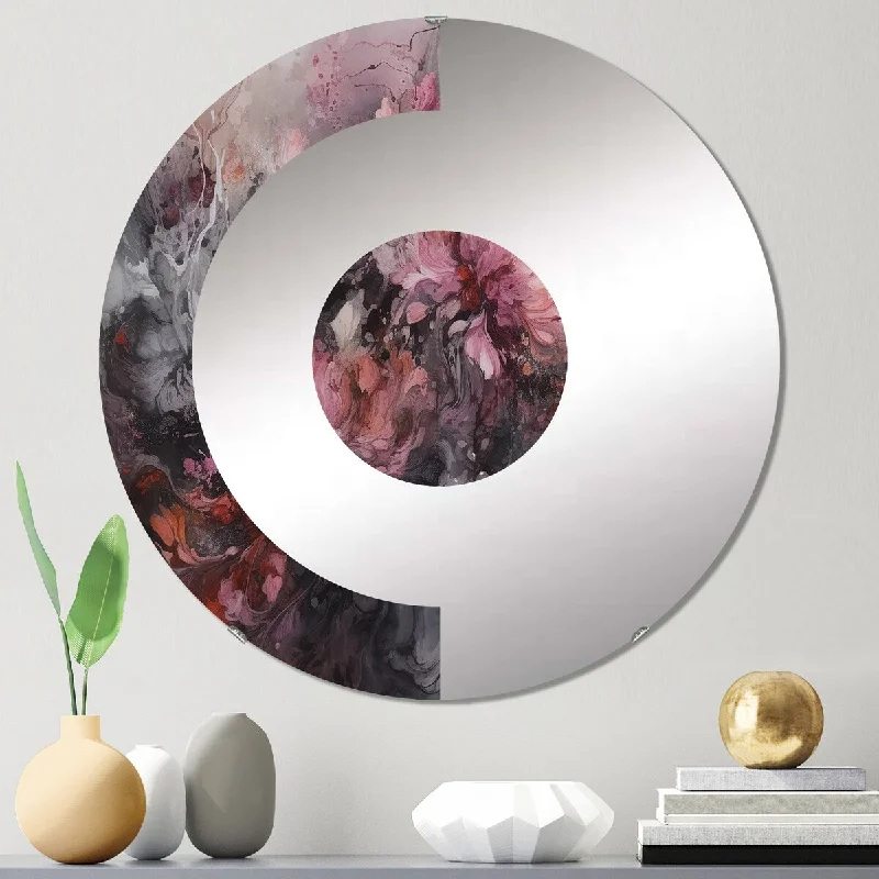 Designart "Abstracted Persian Harmonies Of Nature" - Traditional Abstract Floral Half Circle Wall Mirror