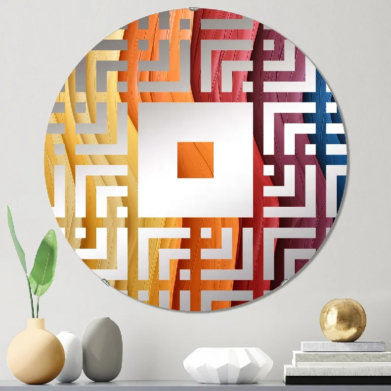 Designart "Ashanti to the Throne multicolor wave" - Modern Abstract Shapes Square Wall Mirror