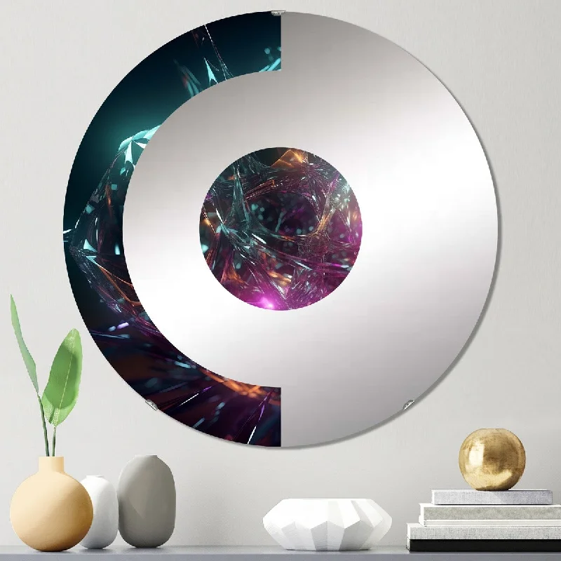 Designart "Atomic Abstraction Photonic Crystals" - Modern Fractals Half Circle Wall Mirror