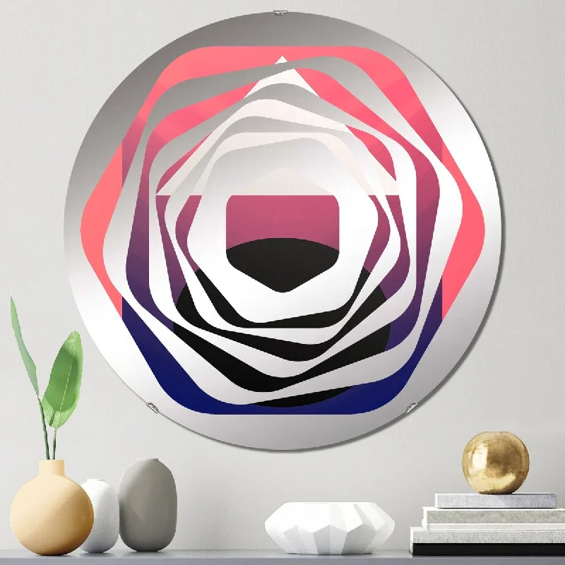 Designart "Beyond Boundaries Retro Geometrics In Pink" - Modern Abstract Geometric Amorphe Decorative Mirror