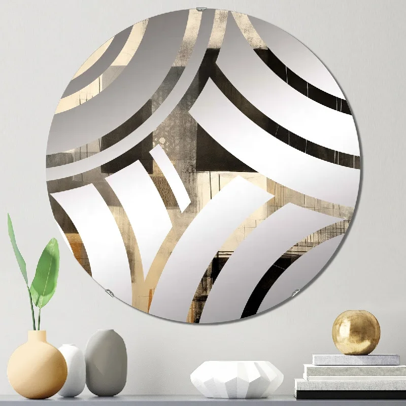 Designart "Black Mid Century Fusion II" - Modern Abstract Midcentury Centre Wave Decorative Mirror