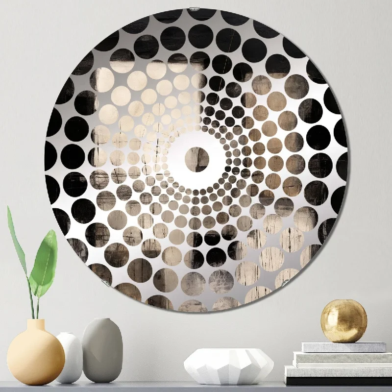 Designart "Black Mid Century Fusion IV" - Modern Abstract Midcentury Concentric Circles Decorative Mirror