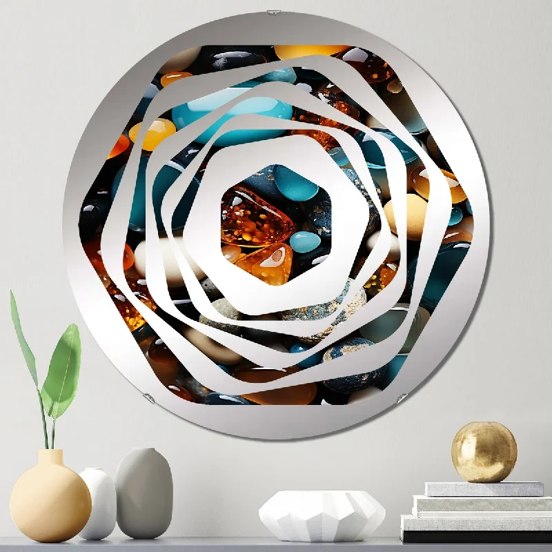 Designart "Blue and orange Hermatite fusion" - Traditional Stone Geode Amorphe Decorative Mirror