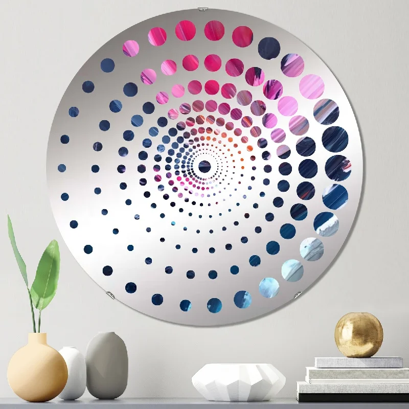 Designart "Blue and Pink Textured Art" - Modern Abstract Spiral Circle Wall Mirror