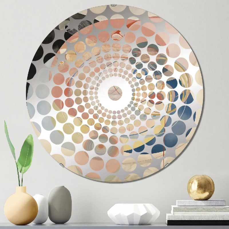 Designart "Cosmic Birth Radiance Retro Pastel XIII" - Modern Abstract Spirals Concentric Circles Decorative Mirror