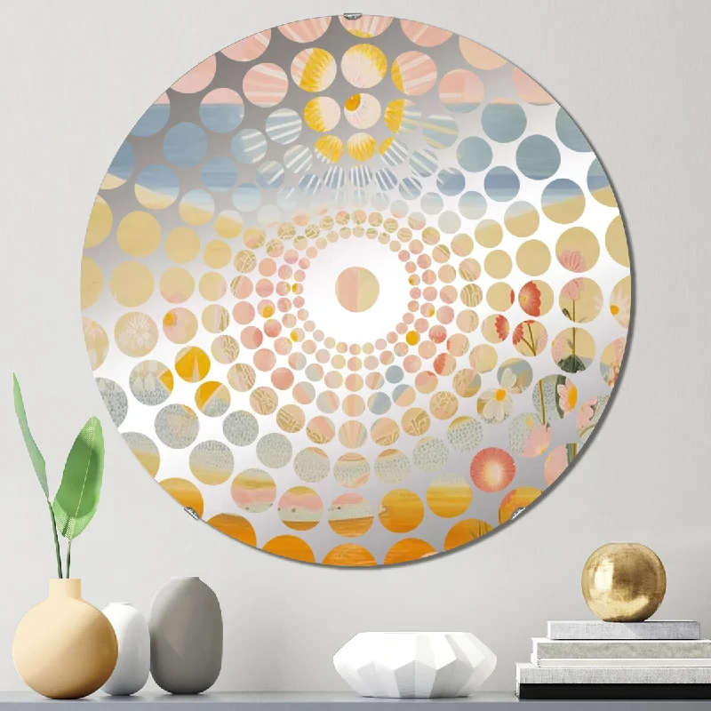 Designart "Cosmic Rebirth Vintage Spiritual Illustration I" - Abstract Painting Concentric Circles Decorative Mirror