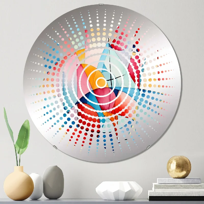 Designart "Cubic soft colors tiles I" - Modern Abstract Geometric Sun Circles Wall Mirror