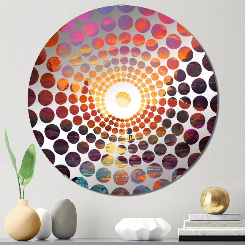 Designart "Dreamscape Sunrise Over Rainbow Mountain River" - Abstract Landscapes Concentric Circles Decorative Mirror