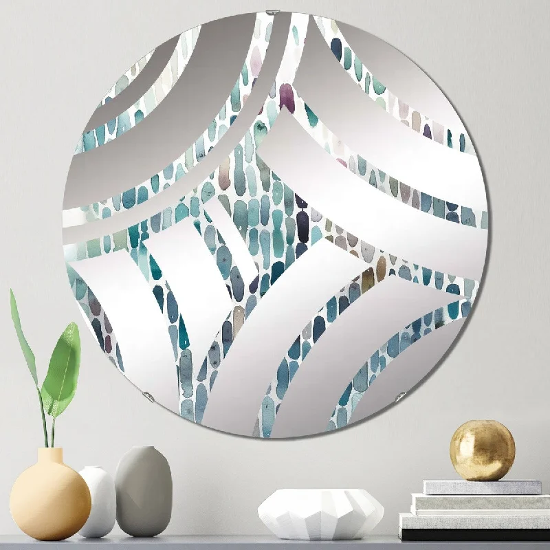 Designart "Exploring The Depths Of Green Fludity IV" - Modern Abstract Minimalism Centre Wave Decorative Mirror