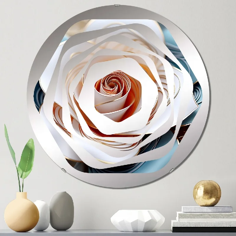 Designart "Exquisite Blossoming Pink Rose Delicate Elegance I" - Traditional Rose Amorphe Decorative Mirror