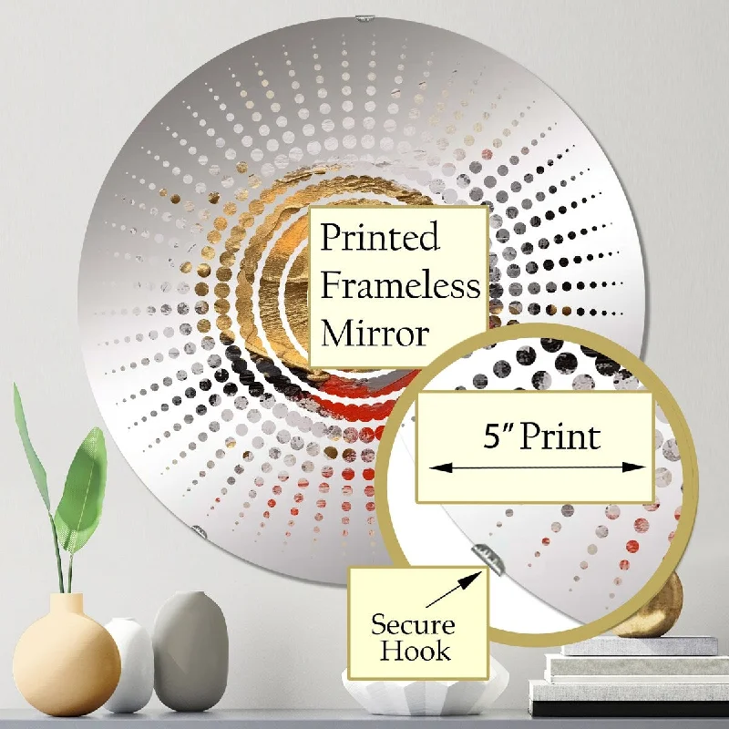 Designart "Full Moon Redemption Abstract Gold And Red III" - Modern Abstract Painting Sun Circles Wall Mirror